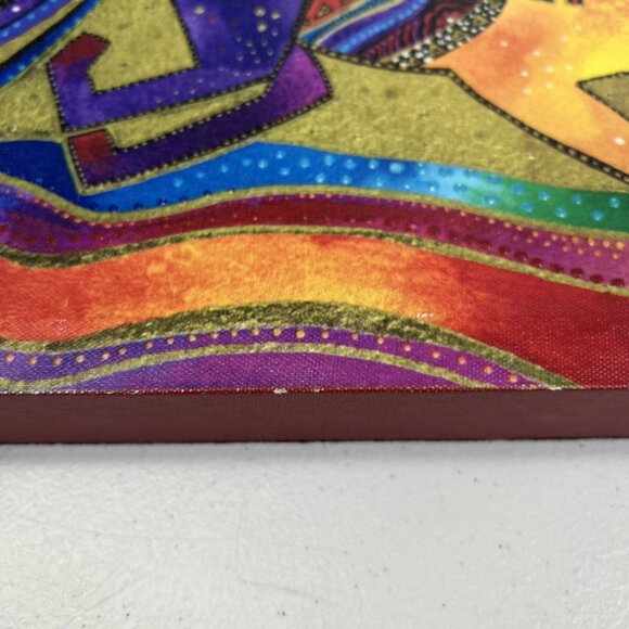 Laurel Burch Canvas Dancing Horses Wall Art Decor Bold Colors W 16x L 12 Signed - Picture 9 of 12